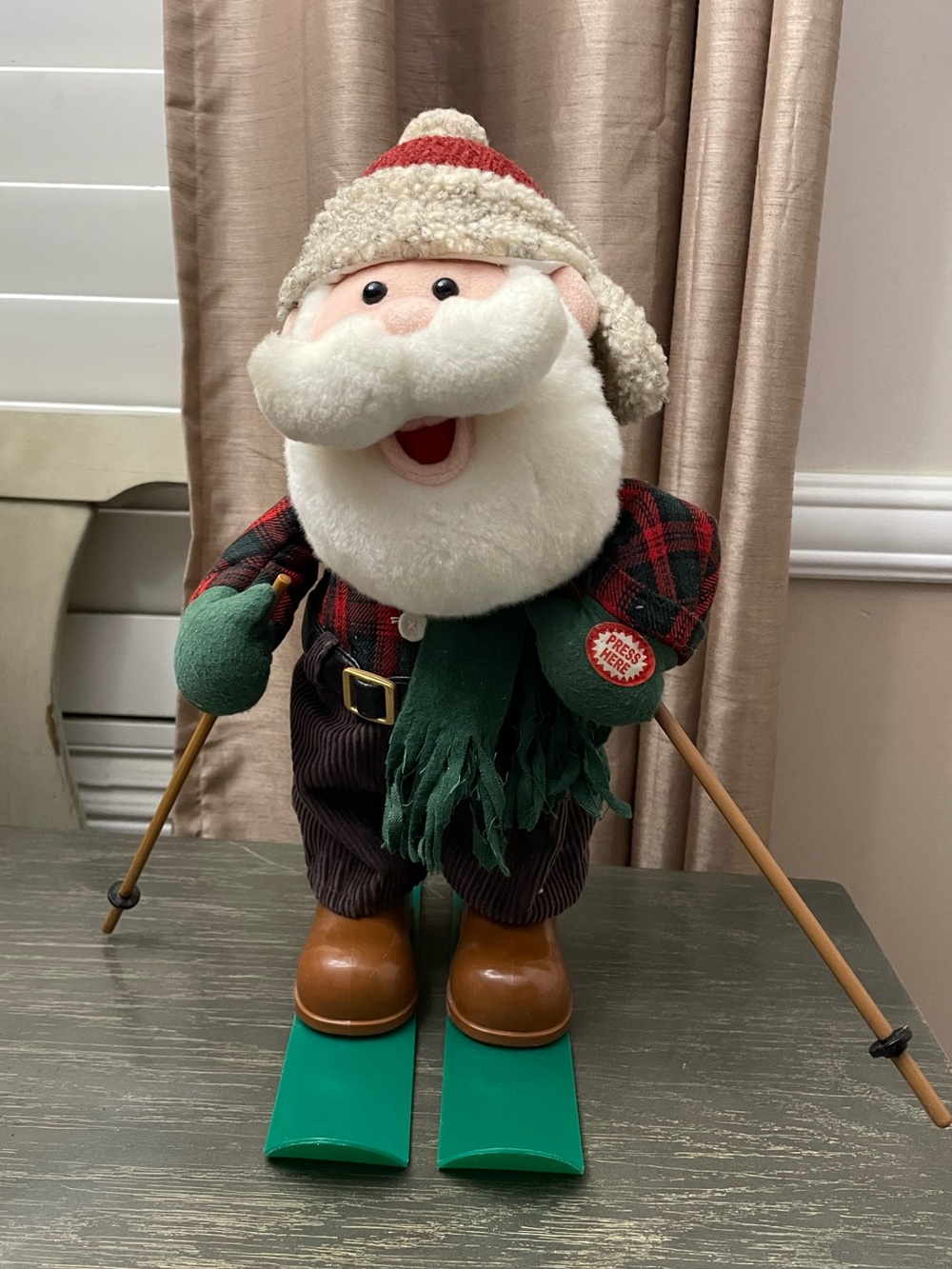 Department 56 Skiing vintage Santa Plush - sings and dances to christmas song